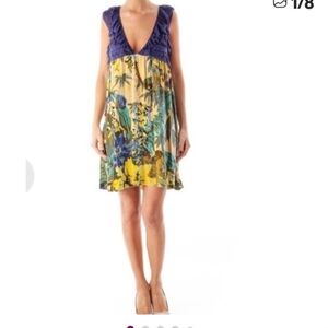 Floral V-Neck Dress in Purple and Yellow